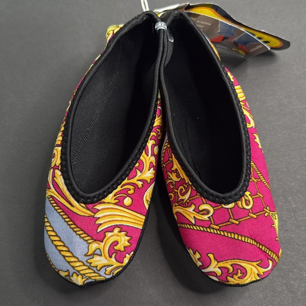 NuFoot Women's Water Resistant Seamless Ballet Flats Pink Baroque Medium 6-7 NEW